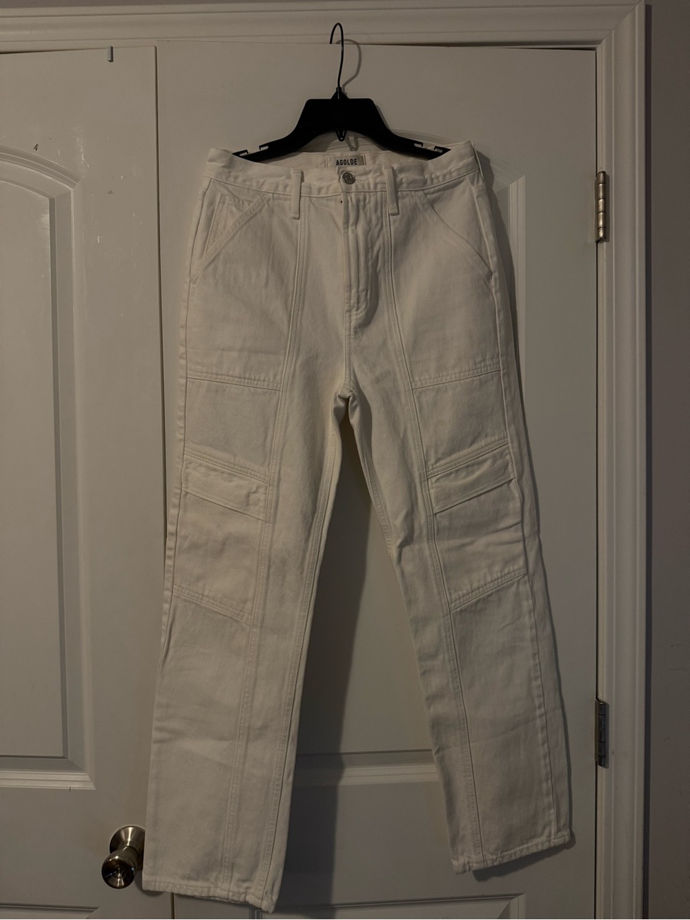 Agolde White Straight-Leg Utility Jeans